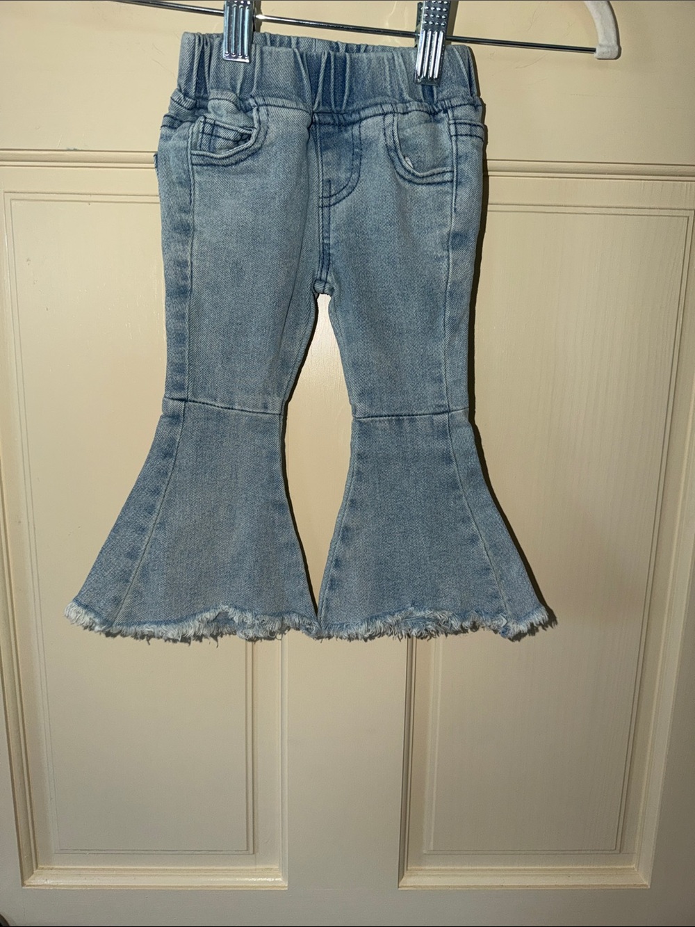Girls' Light Wash Flared Jeans - Stretch Denim Bell Bottoms